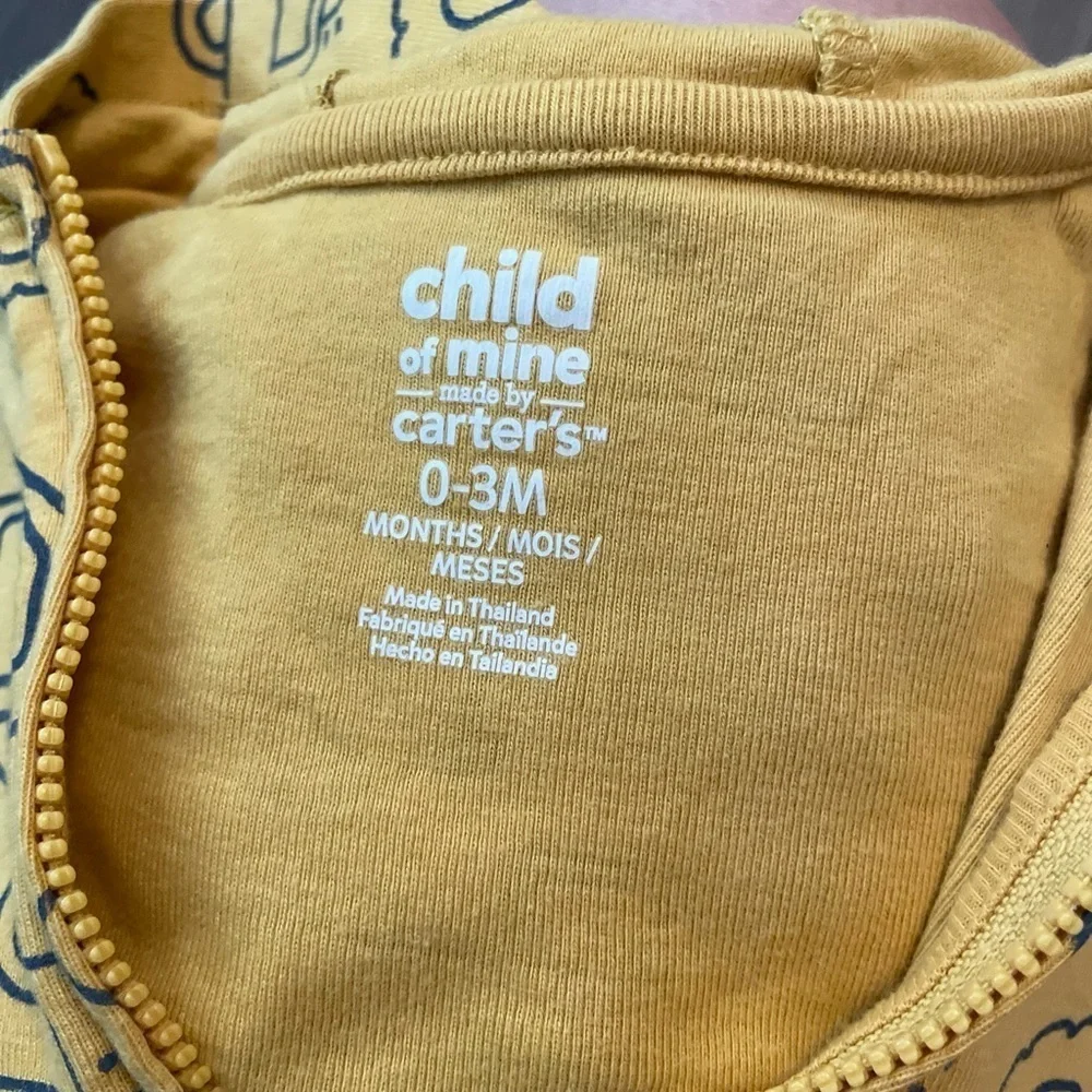 Carter's Yellow Zip-Up Hoodie with Playful Construction Trucks Print size 0-3M